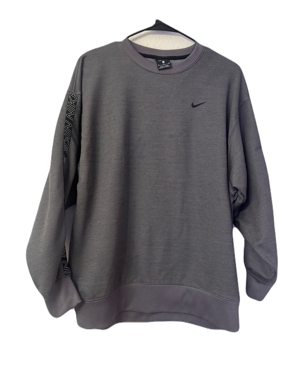 Nike Dri-Fit Gray Crewneck Sweatshirt - Nike Swoosh